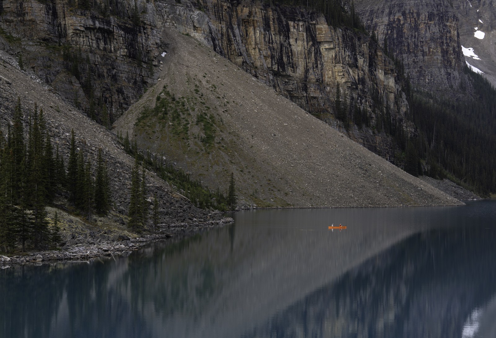 A mountain reflected in a lake.